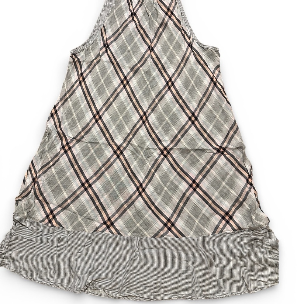 Cloth & Stone Plaid Midi Dress Gray Pink Soft Grunge Preppy Comfy Summer, L
